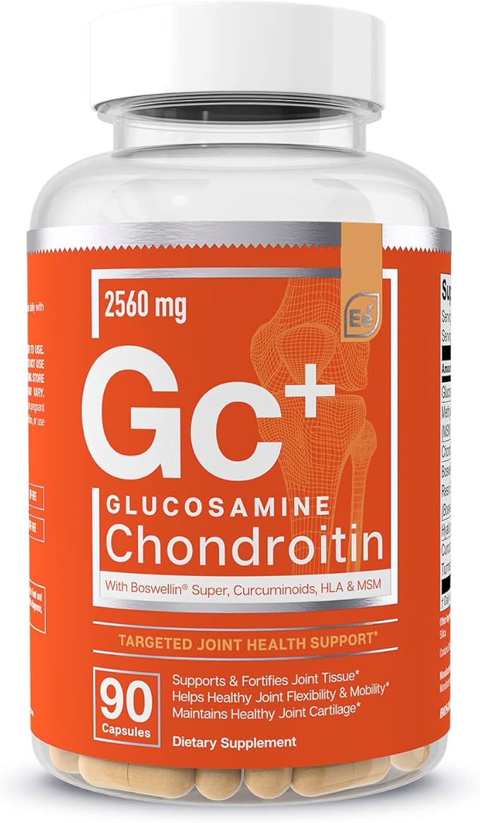 Essential Elements Glucosamine Chondroitin MSM Boswellia Serrata Hyaluronic Acid Supplement Joint Support Antioxidant Supplement for Flexibility - 270 Capsules (3 Pack)