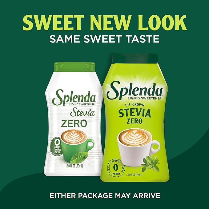 SPLENDA Stevia Liquid Zero Calorie Sweetener Drops, 1.68 Fl Oz Bottle (Pack of 3) (Packaging May Vary)