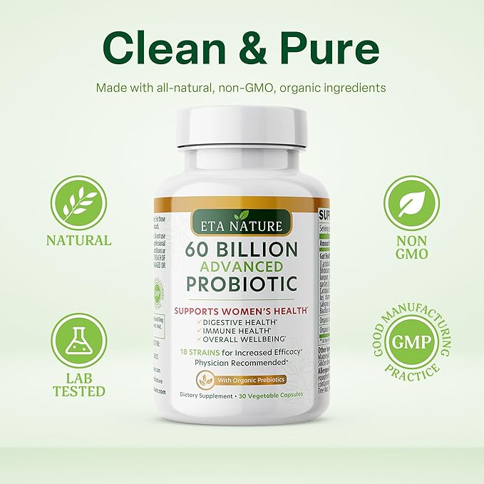 Advanced Probiotics for Women with 60 Billion CFUs 18 Strains Lactobacillus & Cranberries - Prebiotics and Probiotics for Womens Digestive Health Gut Support & Vaginal Health, Yeast & Flora