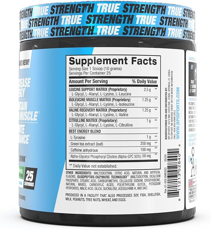 BPI Sports Best BCAA with Energy - Healthy BCAA Powder - Improved Performance - Lean Muscle Building - Accelerated Recovery - Proprietary Energy Blend - Watermelon Ice - 25 Servings - 8.8 oz.