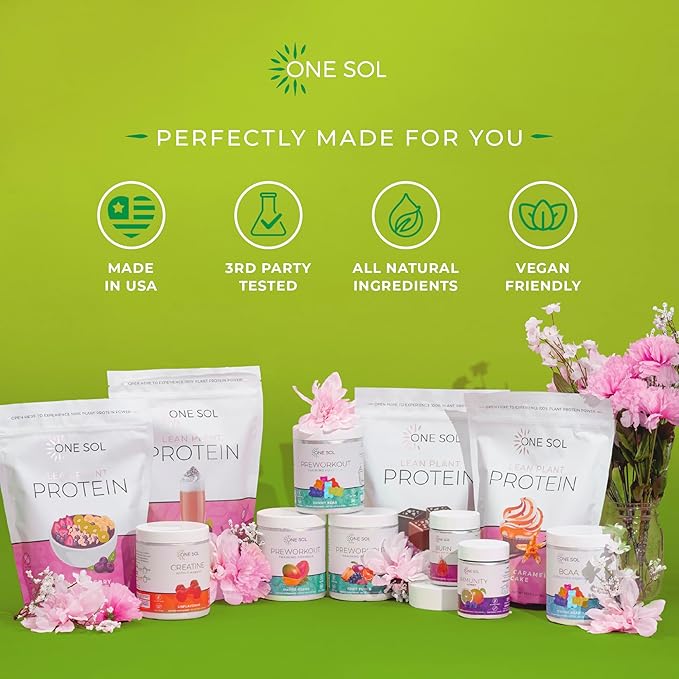 One Sol Greens, Super Greens Powder to Reduce Bloating & Improve Gut Health, Superfood Fresh Bloom Organic Greens Blend Juice & Smoothie Mix, Pre & Probiotic with Digestive Enzymes, Vegan & Soy Free