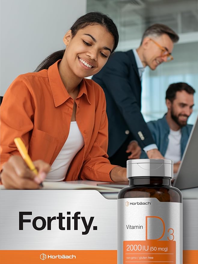 Horbäach Vitamin D3 2000IU Softgels (50mcg) | 150 Count | Non-GMO, Gluten Fee Supplement