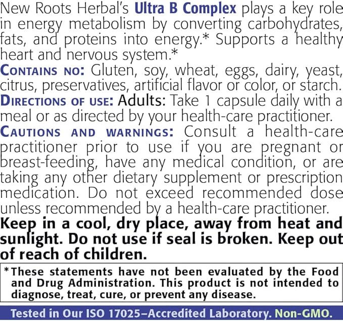 New Roots | Ultra Vitamin B Supplement 100 Mg (180 Capsules)