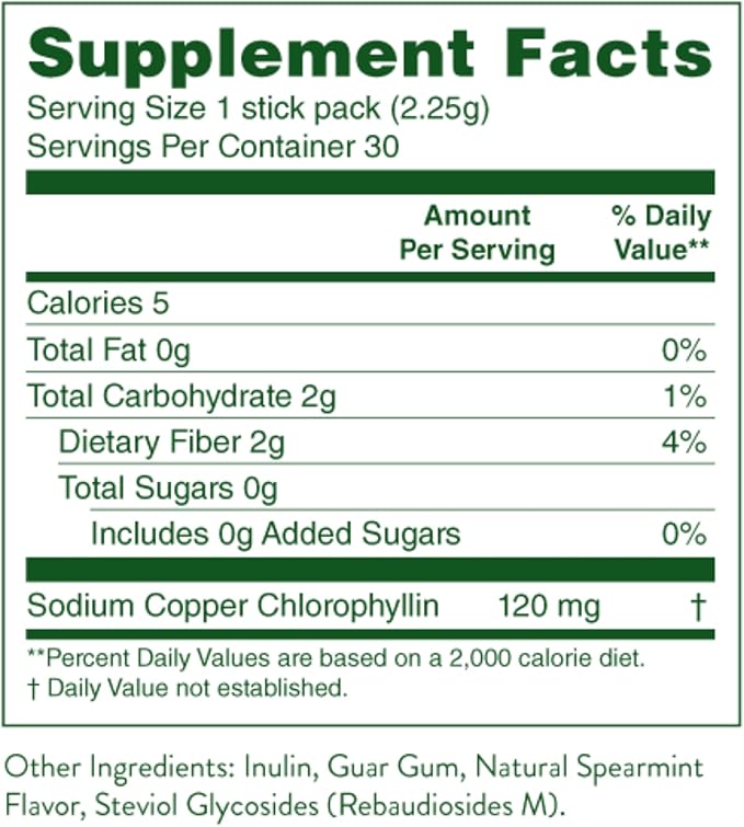 Nature's Sunshine Chlorophyll Stick Packs: Supercharge Your Detox and Boost Gut Health in Convenient, Delicious Stick Packs (Spearmint)