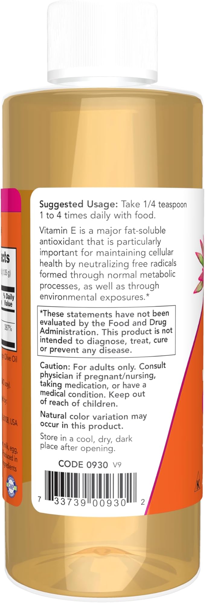NOW Foods Supplements, Natural Vitamin E-Oil (D-Alpha Tocopherol) plus Mixed Tocopherols, Antioxidant Protection*, 4-Ounce