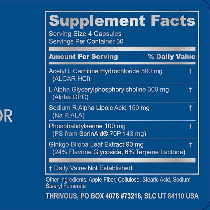 Thrivous Nootropic Stack - Enhance Memory, Sleep & Brain Function for Better Aging - Advanced Nootropic Supplement - Includes Clarity, Alpha & Serenity - 3 Bottles - 240 Capsules