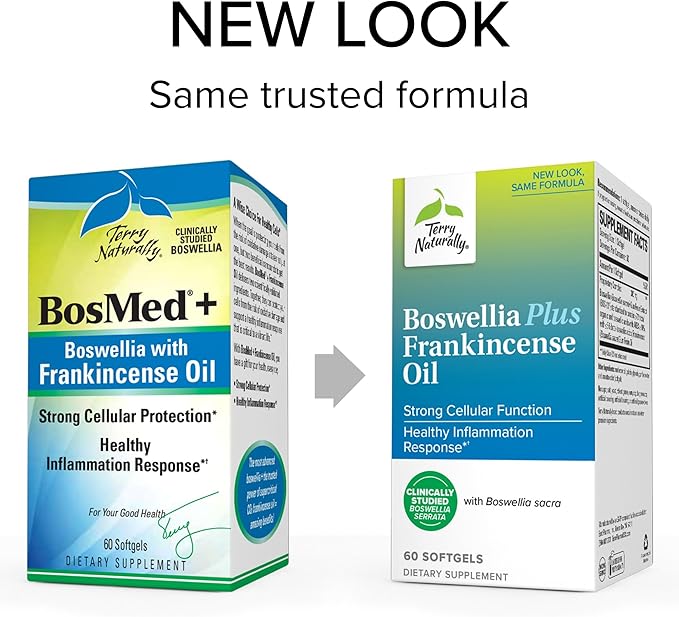 Terry Naturally Boswellia Plus Frankincense Oil - Joint Support Supplement to Support Mobility & Joint Comfort - Support Cellular Health with Boswellia & Frankincense Oil - 60 Softgels