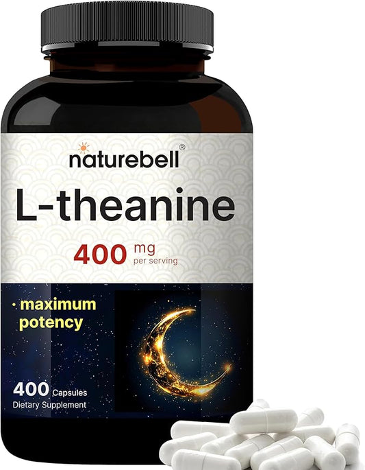 L-Theanine Supplement 400mg Per Serving, 400 Capsules | Max Potency Relaxation & Focus Support – Bioavailable Free Form – Natural Amino Acid – Non-Drowsy – Non-GMO
