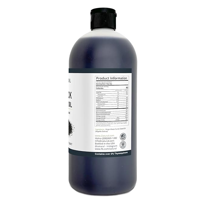 Zatural Black Seed Oil Nigella Sativa Cold Pressed Cumin Oil Digestion, Skin, Brain, Immune, Joints & More (32 Fl Oz)