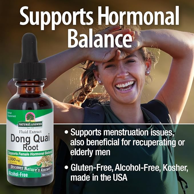 Nature's Answer Dong Quai Womens Support Supplement - Female Hormonal Support, Female Wellness Supplement, Liquid Extract, Alcohol Free, Gluten Free, Kosher - 1 oz