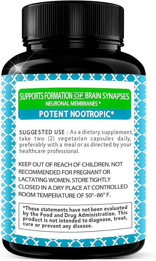 Alpha GPC Choline 600mg + Uridine Monophosphate 300mg-2-in-1 Nootropic Supplement Helps Boost Focus, Energy & Cognitive Performance -Potent Mood Enhancer & Brain Focus Supplements -120 Veggie Capsules