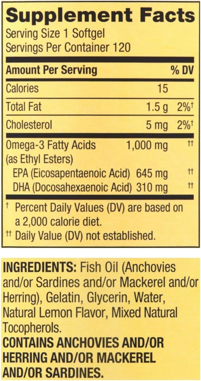 Spring Valley Omega-3 from Fish Oil, 1000 mg, 120 Count + STS Sticker.