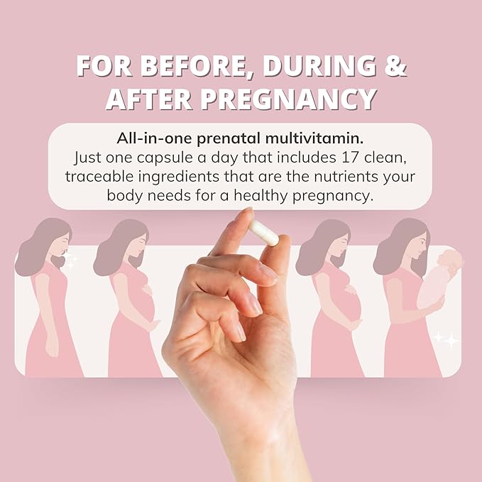 Prenatal Vitamins for Women with Iron, Vitamin D, Calcium & More, Supports Healthy Pregnancy & Baby Development - Maintains Red Blood Cells & Nervous System - Early Pregnancy Must Haves - 30 Caps