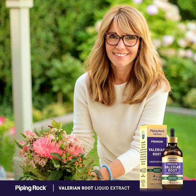 Piping Rock Valerian Root Extract Liquid Drops | 4 Fl Oz | Premium Herb Supplement Tincture | Vegetarian, Alcohol Free | Non-GMO, Gluten Free