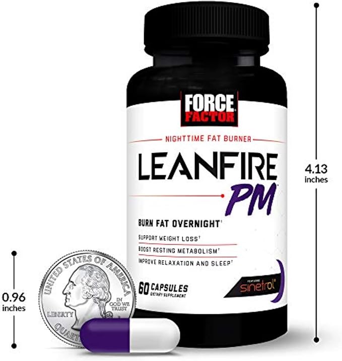 Force Factor LeanFire PM Weight Loss Pills for Women & Men, Fat Burner & Overnight Weight Loss Pills to Burn Fat, Boost Metabolism, Improve Sleep, Powerful Formula for Incredible Results, 60 Capsules