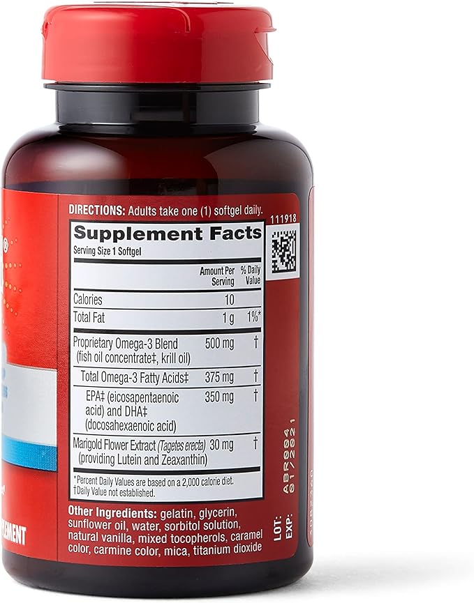 Omega-3 Blend Total Body + Refresh 500mg Softgels, MegaRed (65 count in a bottle), Easily Absorbed Krill Oil, To Support Your Heart, Joints, Brain & Eyes