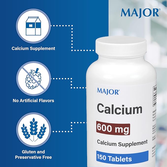 Major 600mg Calcium Tablets - Calcium Supplement - 150 Tablets