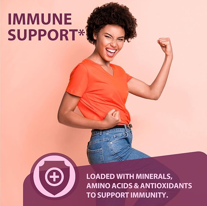 10-In-1 Immune Gummies with Multivitamins, 100% Daily Zinc, Vitamin C & D3 Immunity Supplement + Echinacea, Sambucus Elderberry, Turmeric, Magnesium - Immune Support, Overall Health, Sugar Free, 60Cts