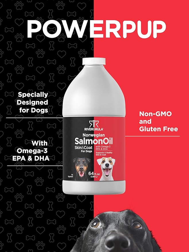 Horbaach Norwegian Salmon Oil for Dogs (64oz) | Supports Healthy Skin and Coat | with Omega 3, EPA & DHA | Liquid Pet Supplement | Non-GMO, Gluten Free
