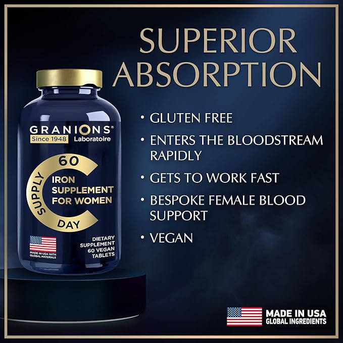 Vegan Iron Supplements for Women - 194% Daily Womens Iron Supplement for Pregnancy and Anemia Folic Acid Prenatal Vitamins - 168% Folate Folic Acid - 60 Tablets