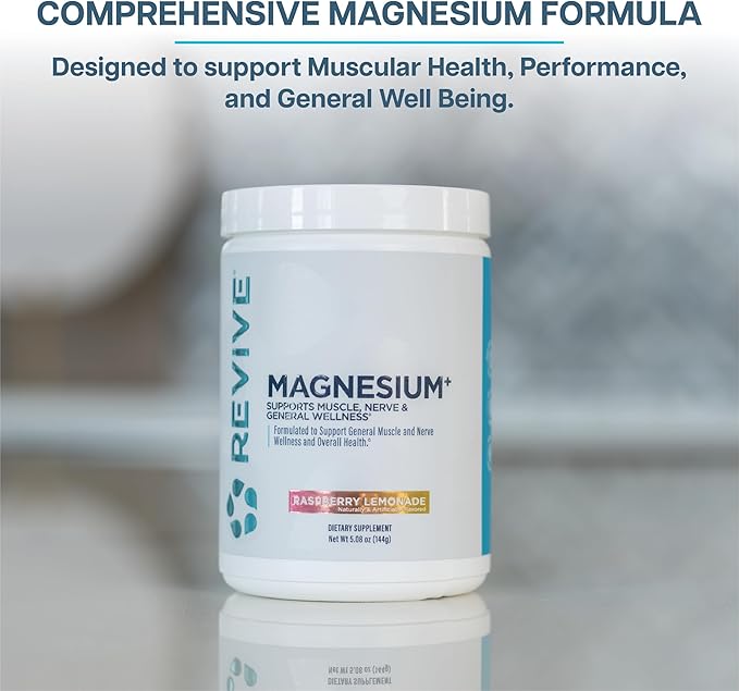 Revive MD Magnesium Powder Supplement - Magnesium Carbonate & Taurate Powder Drink Supports Healthy Bones, Muscles, & Nerves - Vegan-Friendly, Gluten-Free & Soy-Free - 30 Servings, Orange