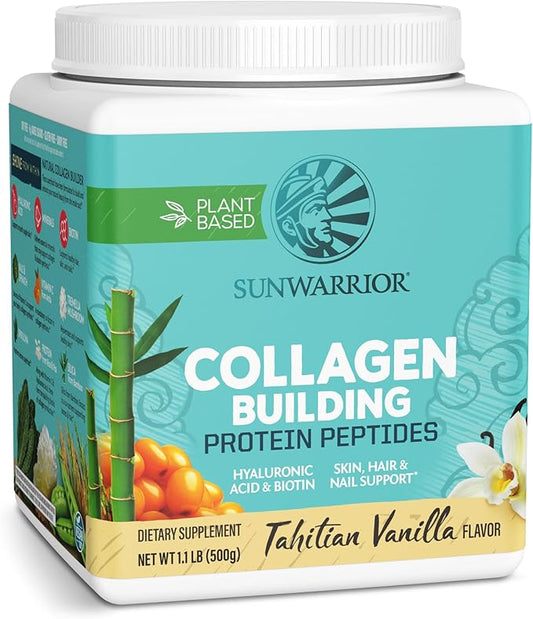 Vegan Collagen Protein Powder Plant-based | Hyaluronic Acid Minerals Biotin Soy Free Dairy Free Gluten Free NON-GMO | Vanilla 20 Servings | Collagen Building Peptides by Sunwarrior