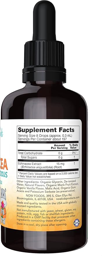 NOW Supplements, Kids Liquid Echinacea with Dropper, Immune System Support, Formulated for Kids, 2 Fl Ounce, Packaging May Vary (Pack of 2)