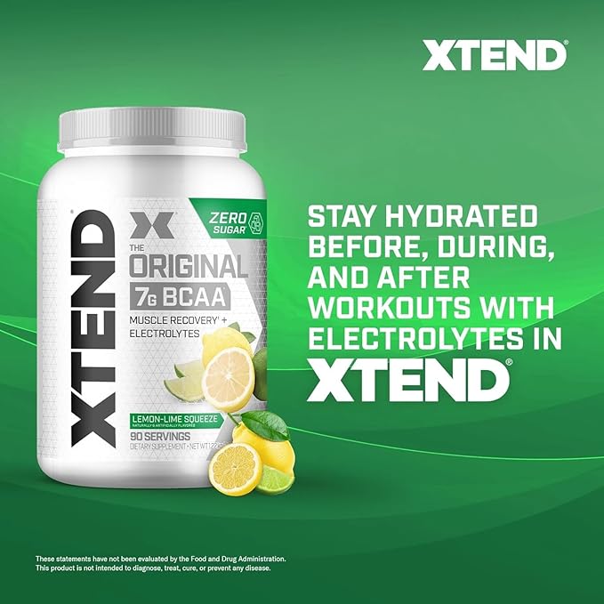XTEND Original BCAA Powder 7g BCAA and 2.5g L-Glutamine, Sugar Free Post Workout Muscle Recovery Drink with Amino Acids for Men & Women, 90 Servings