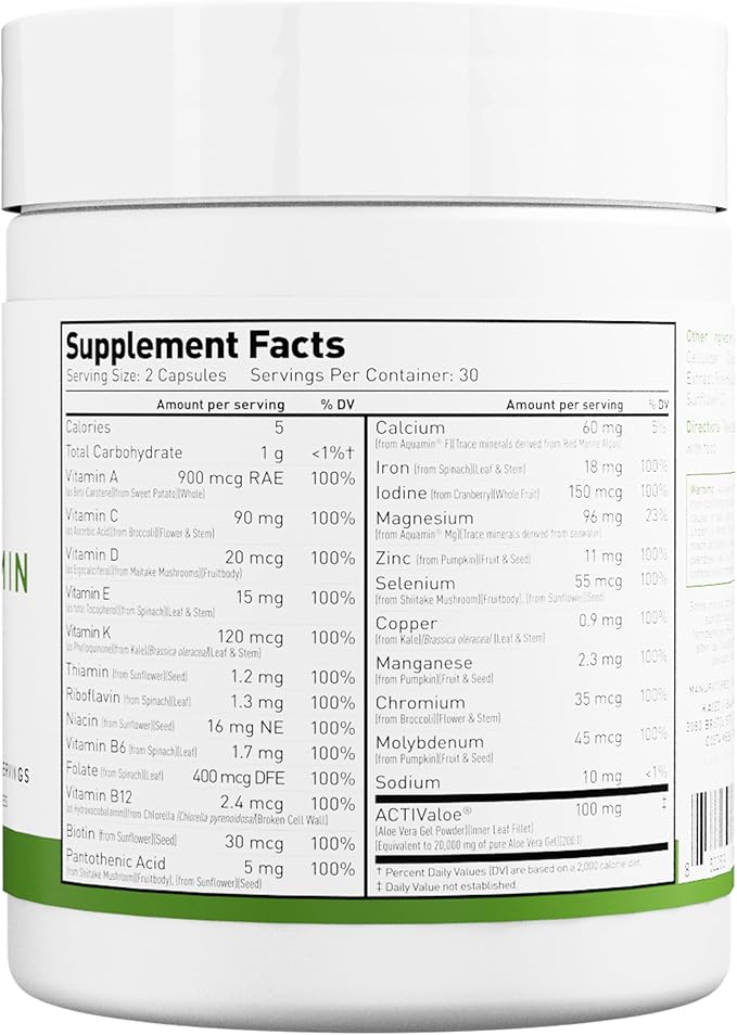 Kaged Multivitamin with Whole Foods Organic Fruits & Veggies Plant Based Vegan Multivitamin for Women and Men Vitamin C, D, E, B12 60 Servings