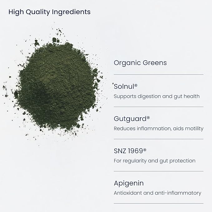 Gut & Green Superfoods Powder - Organic Greens with Clinically Studied Ingredients That Support Digestion, Gut Health, Immunity, Anti-Aging & Natural Energy