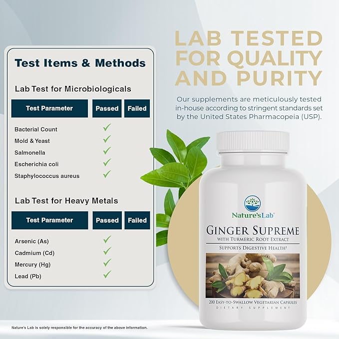 Nature's Lab Ginger Supreme - Ginger Extract, Turmeric Extract - 200 Ct