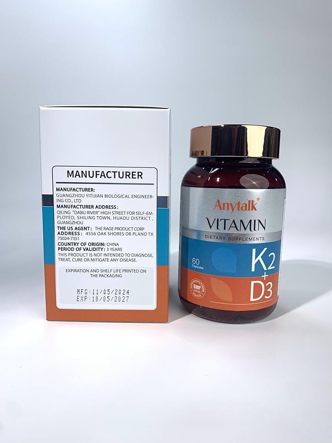 Vitamin D3 K2 Supplement with Vitamin D3 (5000 IU), K2 & MCT Oil - Non-GMO, Gluten-Free, Easy to Swallow Capsules for Bone Health, Heart & Immune Support, 60 Softgels