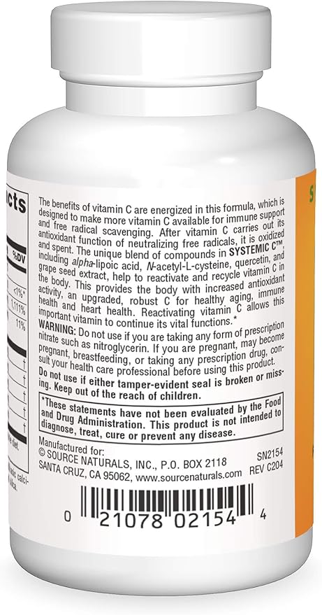 Source Naturals Systemic C, 500mg - 60 Tablet