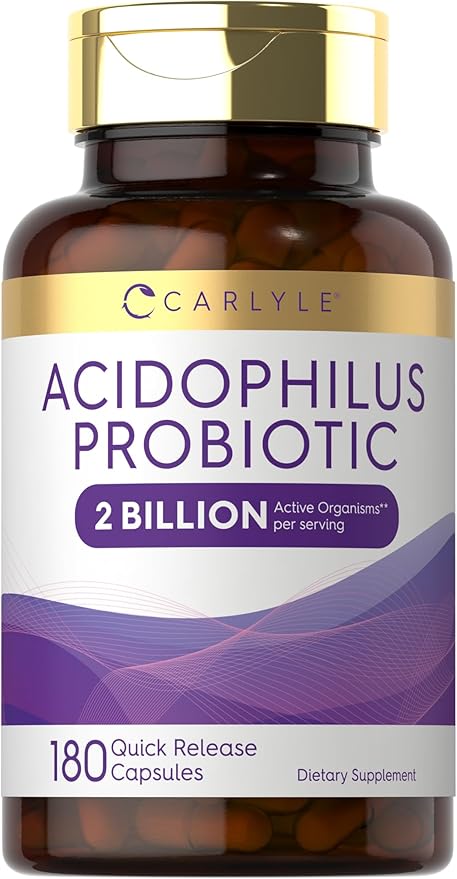 Carlyle Acidophilus Probiotic for Women & Men's Digestive Health | 2 Billion CFU | 180 Quick Release Capsules | Non-GMO & Gluten Free