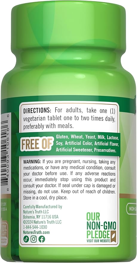 Nature's Truth Vitamin D3 | 400 iu (10 mcg) | 100 Tablets | Vegetarian, Non-GMO, & Gluten Free Supplement