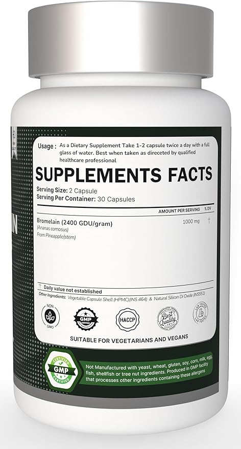 Bromelain 500mg | 2400 GDU/gram | Joint Support & Healthy Digestion | Non-GMO | Gluten Free 120 Capsules