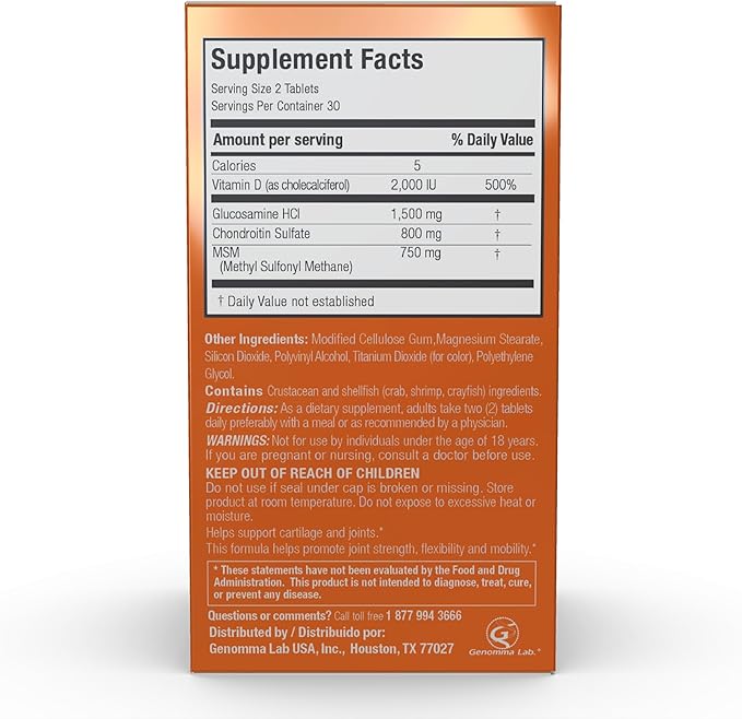 X Ray Dol Triple Action Joint Support Supplement with Glucosamine 1500mg, Chondroitin 800mg, MSM 750mg and 5X Vitamin D for Healthy Joints, Bones & Cartilage - 60 Count per Bottle - 6 Pack