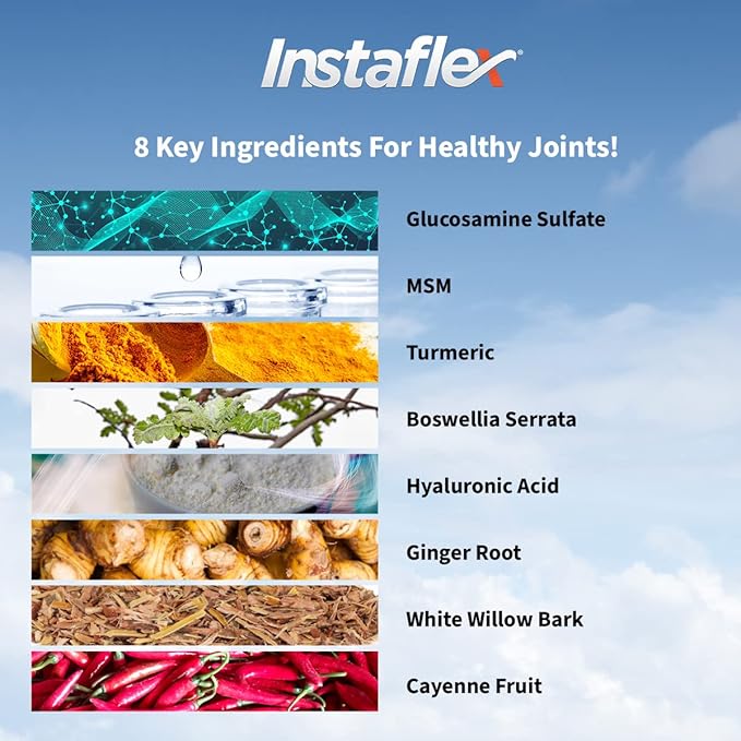 Instaflex Joint Support Supplement - Clinically Studied Joint Relief Blend of Glucosamine, MSM, White Willow, Turmeric, Ginger, Cayenne, Hyaluronic Acid - 180 Capsules