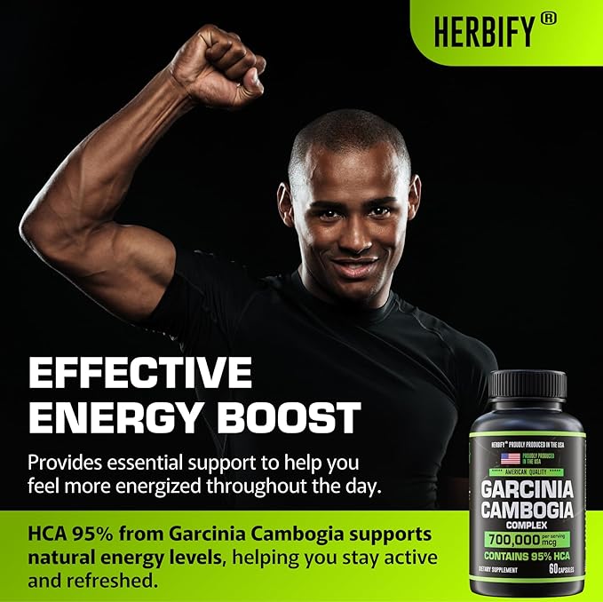 HERBIFY Garcinia Cambogia Wellness Support Supplement for Women & Men - Herbal Extract with Antioxidant Properties - Energy Booster for Daily Vitality and Digestive Support - 60 Count