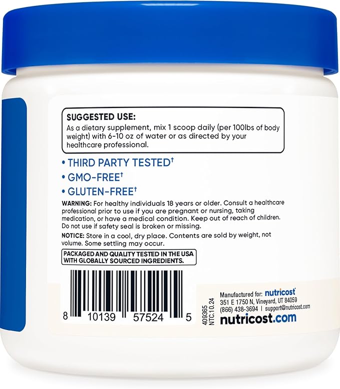 Nutricost Creatine HCl Powder (8 OZ) - Made with CON-CRET Creatine, 300 Servings