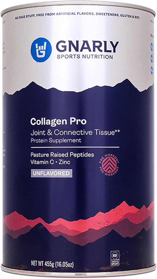 Gnarly Nutrition Collagen Peptides – Gnarly Collagen Pro with Vitamin C, Zinc & Copper – NSF Sport Certified, Protein Synthesis Vitamin Powder – Unflavored, 16.05 oz (30 Servings)
