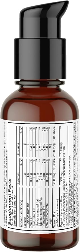 Codeage Liquid Vitamin B12 Methylcobalamin Supplement, 2-Month Supply, Bioavailable Methyl B12, Vegan Non-GMO, 2 fl oz