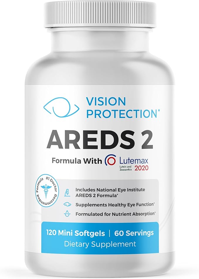 AREDS 2 Eye Vitamin & Mineral Supplement for Ocular Health, Lutemax 2020 with Natural Eye Institute AREDS 2 Study Ingredients Lutein, Vitamin C, & Zeaxanthin, 120 Mini Softgels