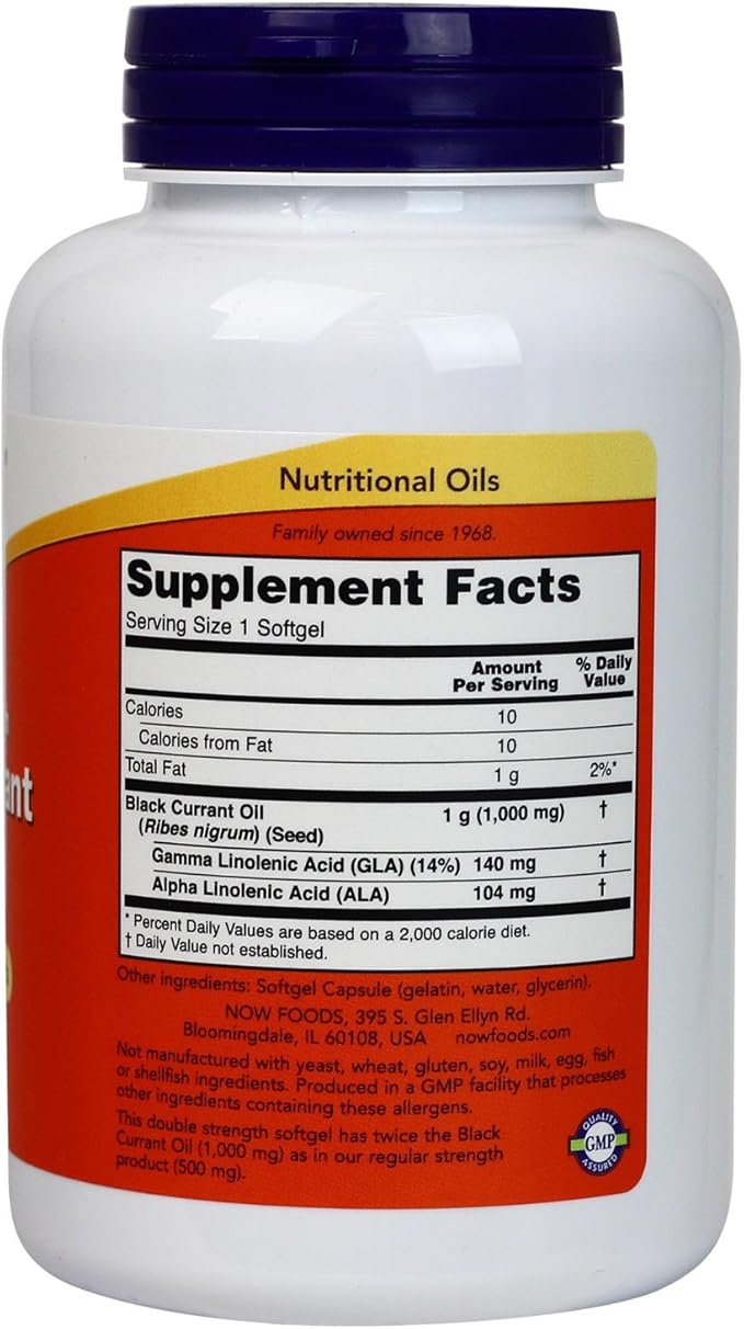 Now Foods Black Currant Oil 1000 mg - 100 Softgels 2 Pack