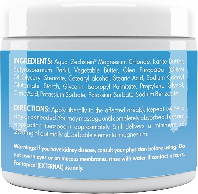 VAL Lombardi Magnesium Lotion | Nighttime Zechstein Magnesium Chloride Cream | Hydrating & Fast-Absorbing | Topical Magnesium for Feet, Legs, Arms & Chest | USA Made | 4oz