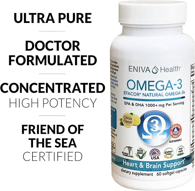 Eniva Omega-3 Fish Oil High EPA/DHA Premium Fish Oil Daily Supplement (60 caps)