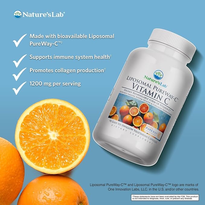 Nature's Lab Liposomal PureWay-C® Vitamin C - Supports Immune Health & Collagen Production* - 90 Capsules