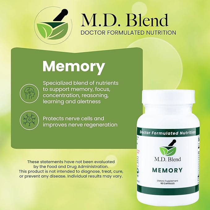 Memory - Natural Blend - Expert Formulated Supplement for Cognitive Wellness, Memory, & Neural Function - Premium L-Tyrosine, Phosphatidylserine, Bacopa Monnieri - 30 Capsules 3 Pack