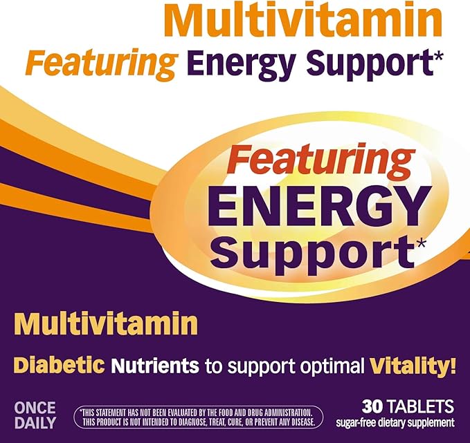 Nature's Way alpha betic, Diabetic Multivitamin for Daily Nutritional Support, with B-Vitamins for Energy Metabolism Support*, Alpha Lipoic Acid, Taurine, Lutein, 30 Tablets