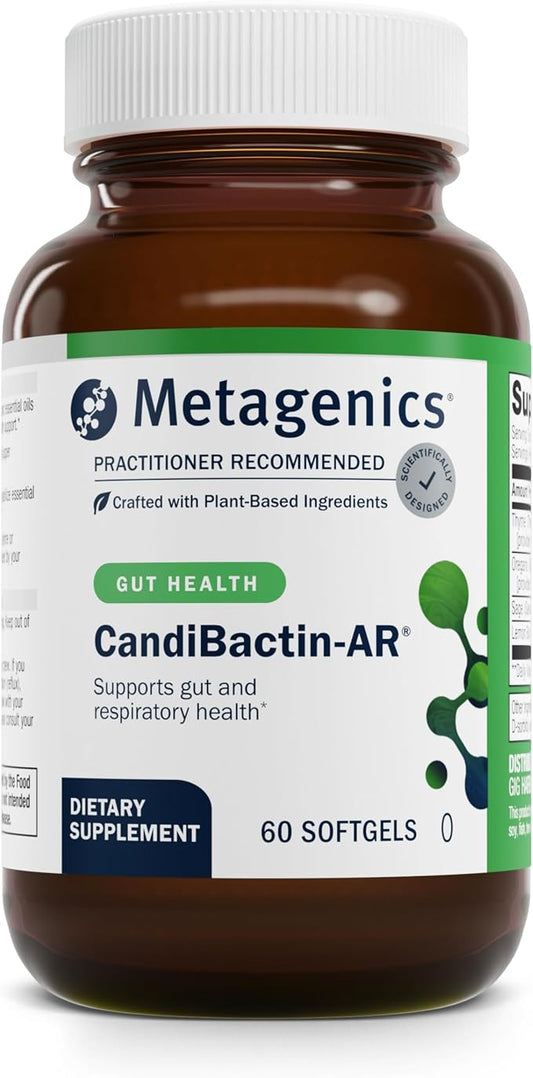 Metagenics CandiBactin-AR - Concentrated Aromatic Essential Oils - with Thyme Oil & Oregano Oil - Gut Health Supplements* - for Intestinal Microbial Balance* - Gluten-Free - 60 Softgels